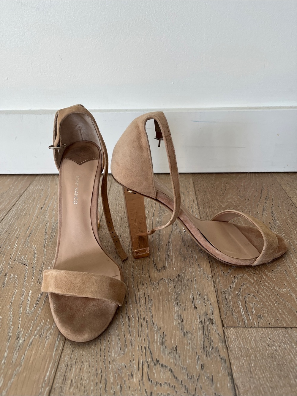 Tony Bianco Beige Suede Block Heel Sandals - Picture 4 of 4